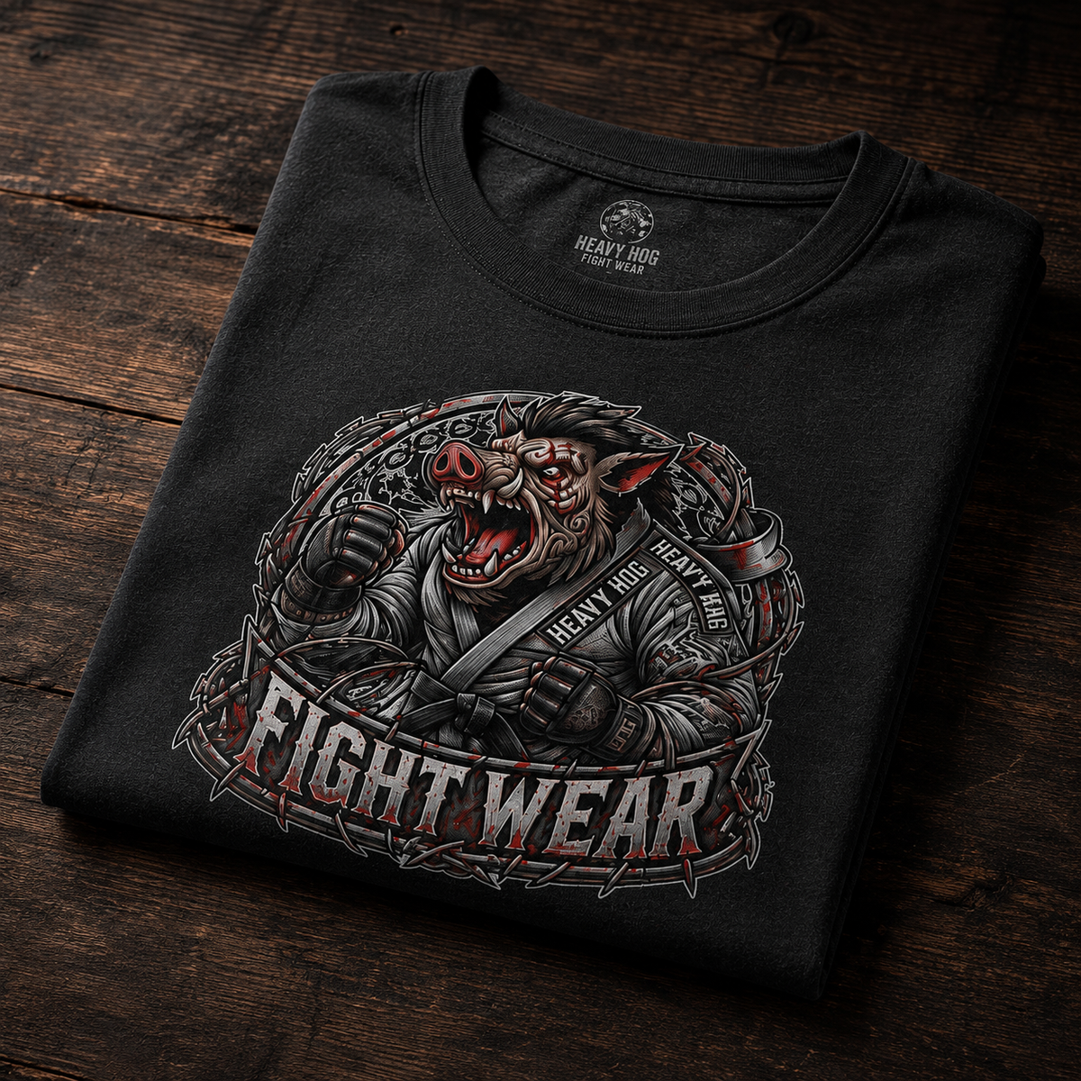 Heavy Hog Fight Wear T-paita Iso Logo