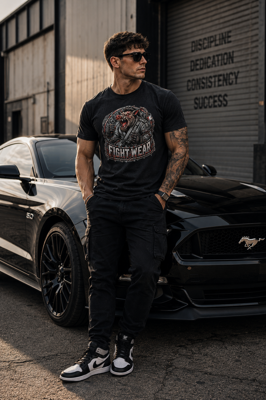 Heavy Hog Fight Wear T-paita Iso Logo