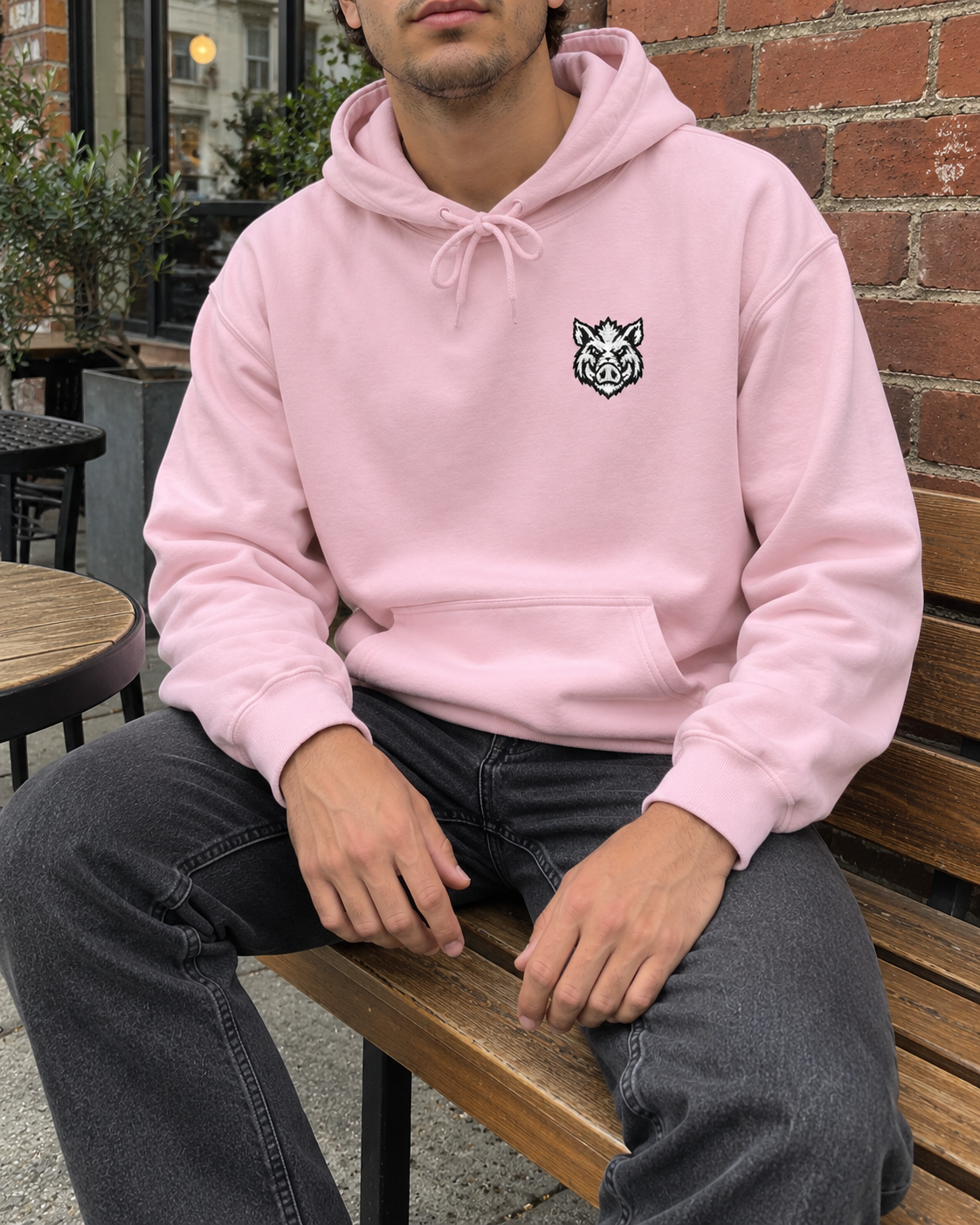Heavy Hog Pink Pullover Hoodie – Small Boar Chest Logo